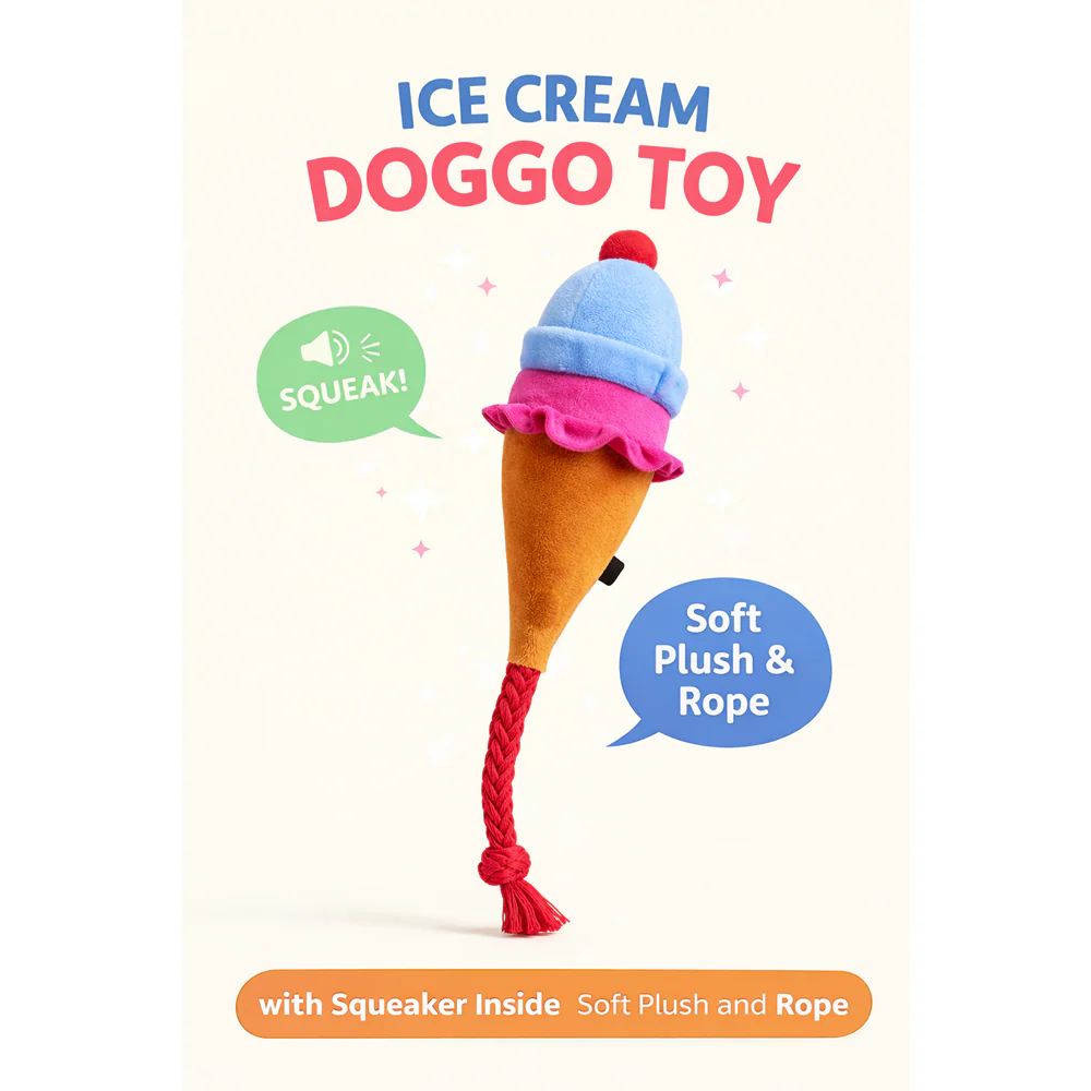 Pawgypets Ice Cream Plush with Rope Toy for Dogs - Image 4