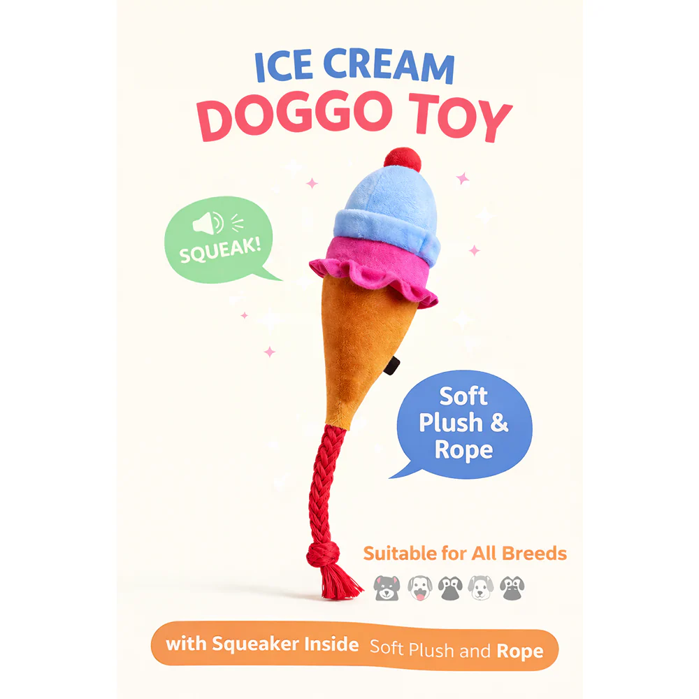 Pawgypets Ice Cream Plush with Rope Toy for Dogs - Image 5