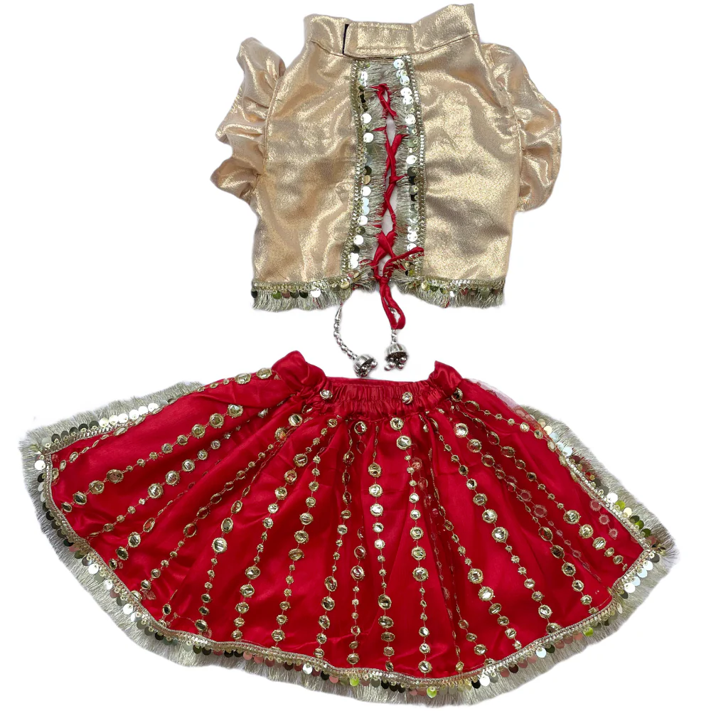 Pawgypets Lehenga for Dogs and Cats (Red/Golden) - Image 3