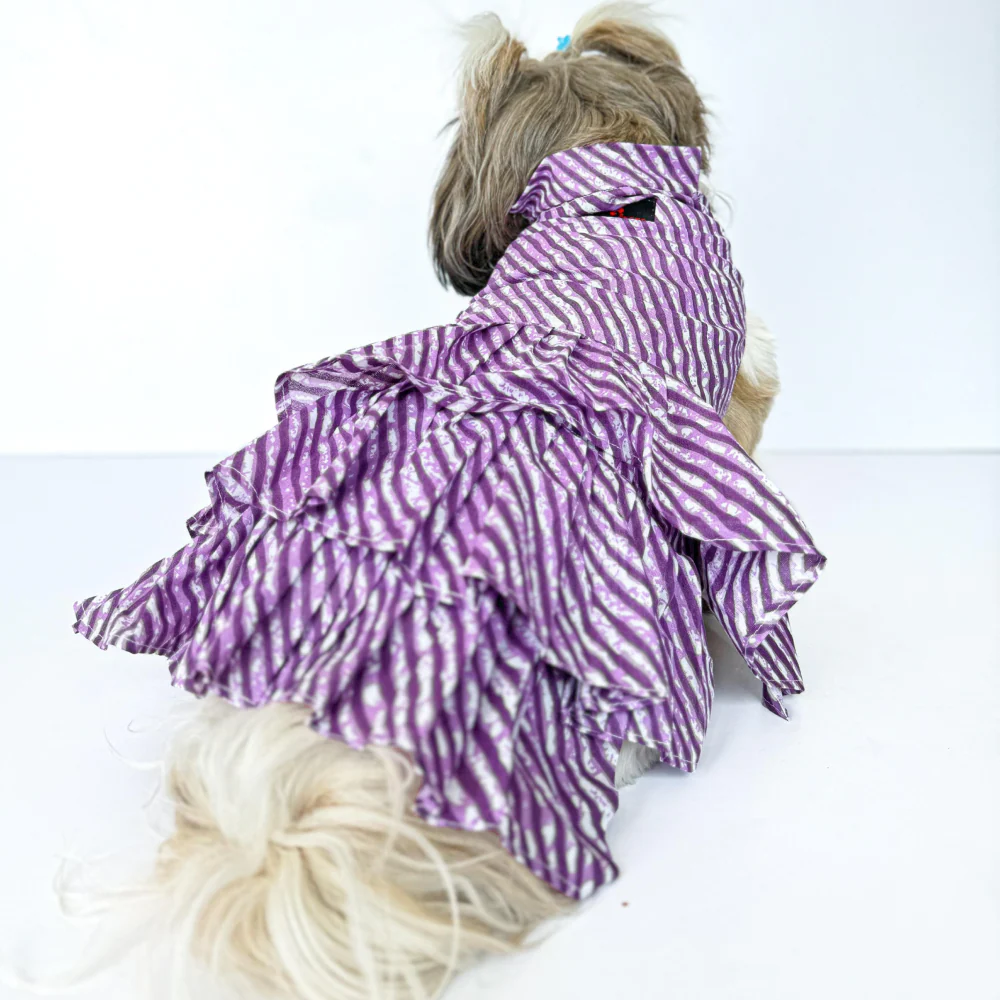 Pawgypets Lehriya Dress for Dogs and Cats (Purple) - Image 3