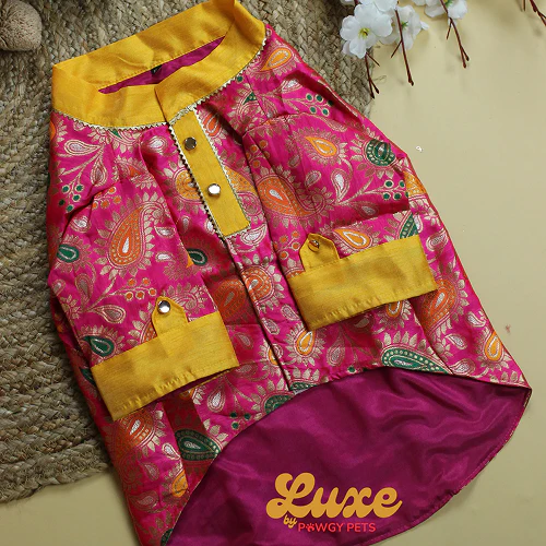 Pawgypets Luxe Barcade Kurta for Dogs and Cats (Pink) - Image 3
