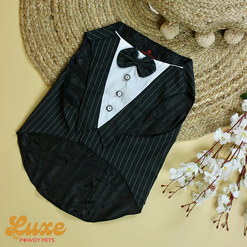 Pawgypets Luxe Stripe Bowtie Tuxedo for Dogs and Cats (Black) - Image 3