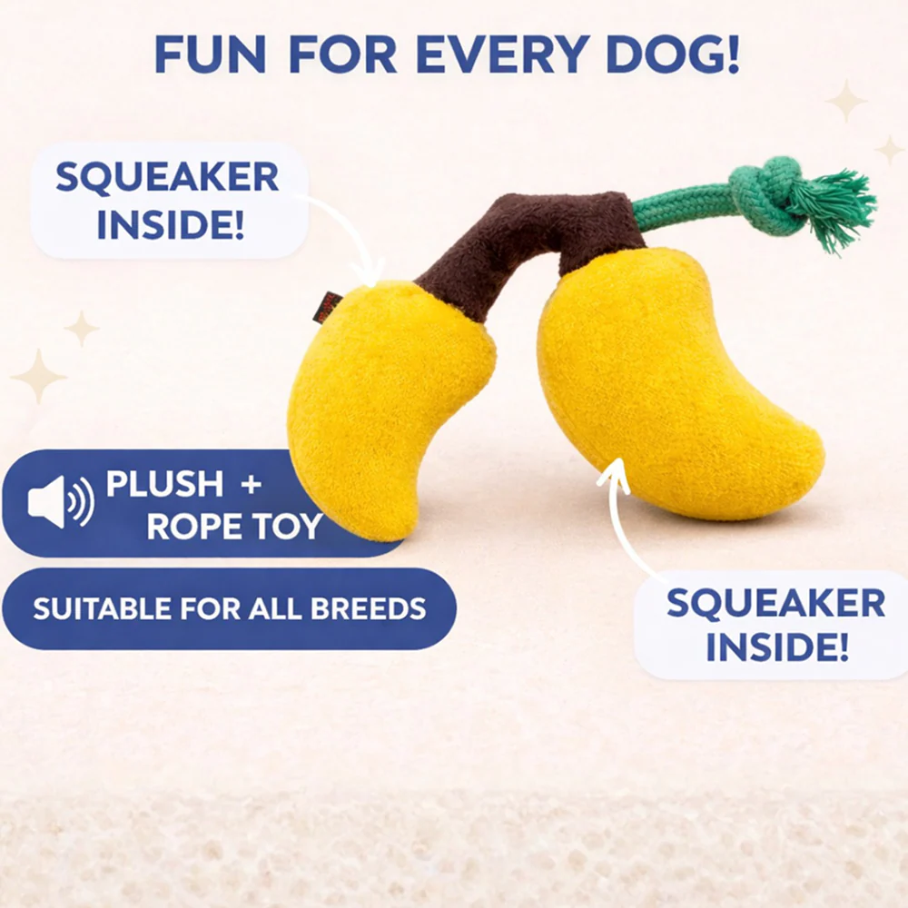Pawgypets Mango Plush with Rope Toy for Dogs (Yellow) - Image 5