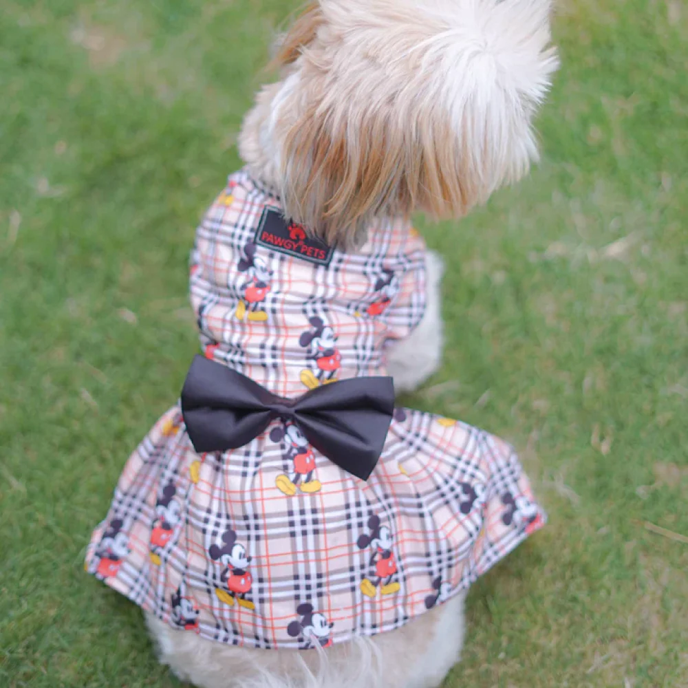 Pawgypets Mickey Check Dress for Dogs (Beige) - Image 4