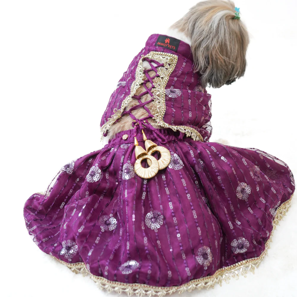 Pawgypets Net Lehenga for Dogs (Violet) - Image 4