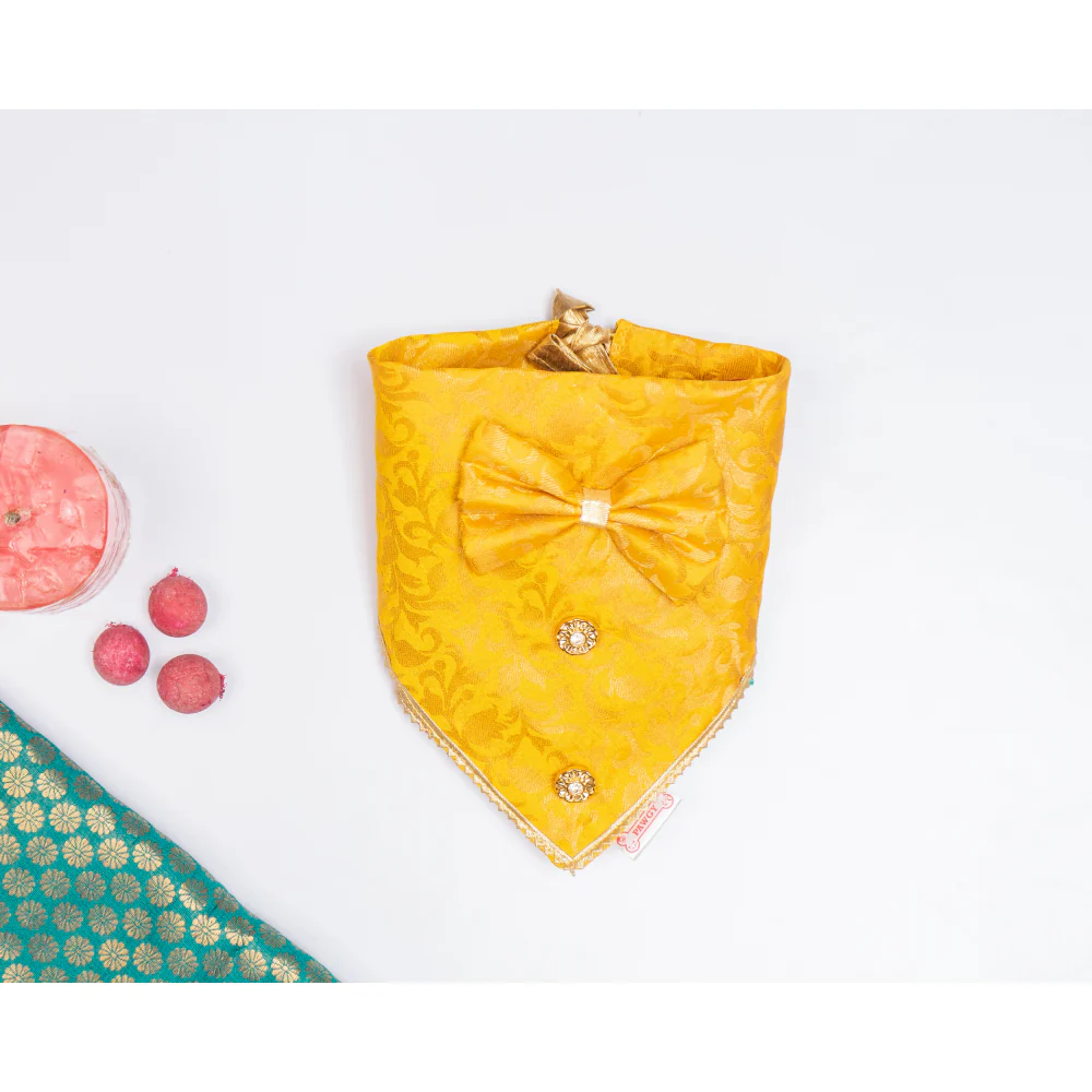 Pawgypets Occasion Wear Bow Bandana for Dogs and Cats (Yellow) - Image 3