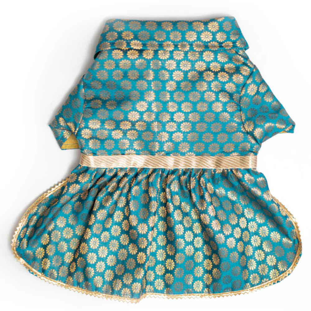 Pawgypets Occasion Wear Dress for Dogs and Cats (Teal Blue) - Image 2