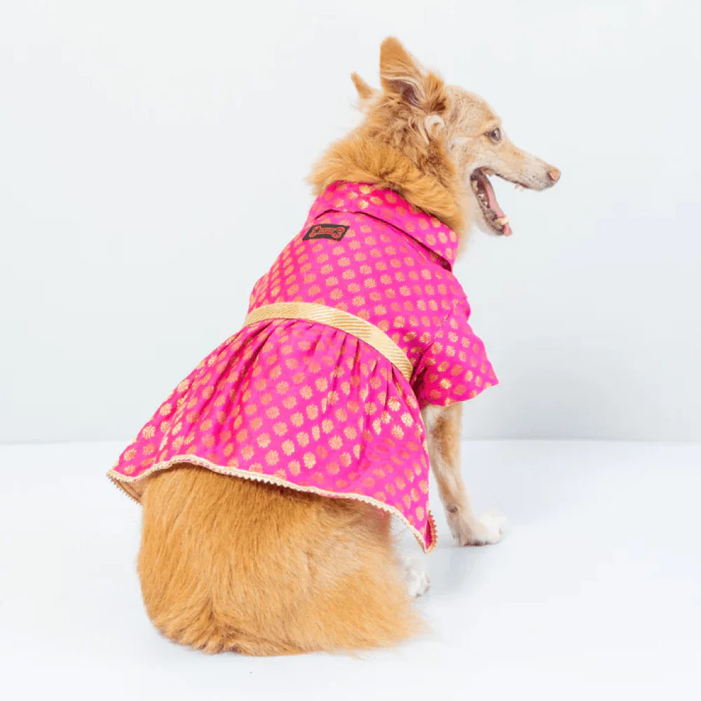 Pawgypets Occasion Wear Dress for Dogs and Cats (Pink) - Image 3