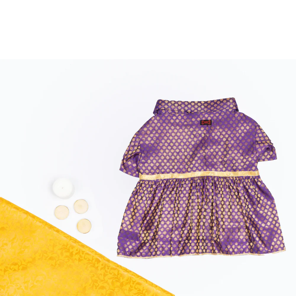 Pawgypets Occasion Wear Dress for Dogs and Cats (Purple) - Image 4