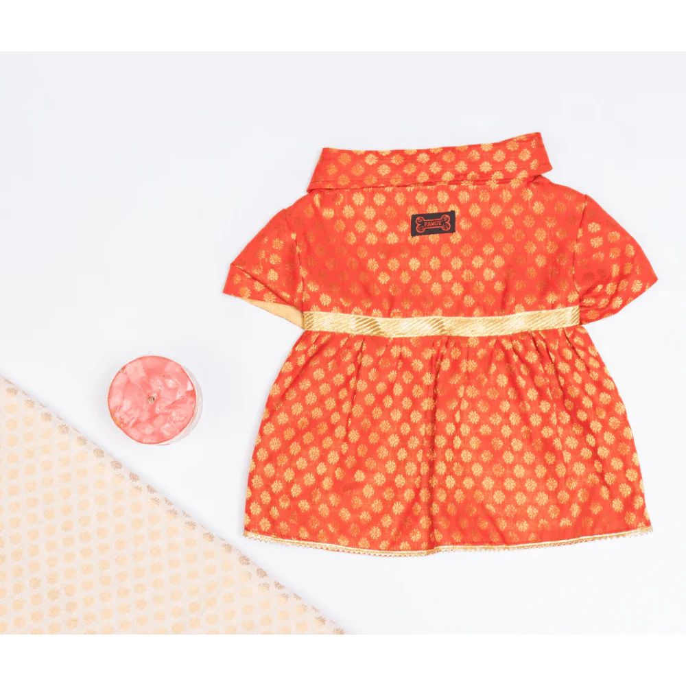 Pawgypets Occasion Wear Dress for Dogs and Cats (Red) - Image 5