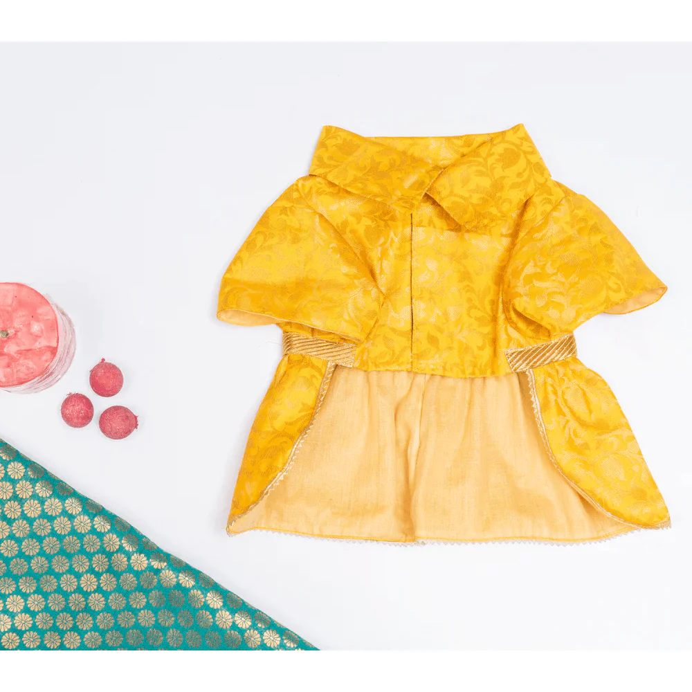Pawgypets Occasion Wear Dress for Dogs and Cats (Yellow) - Image 4