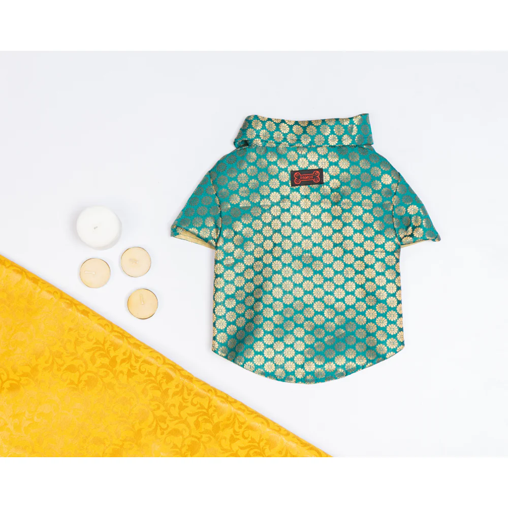 Pawgypets Occasion Wear Shirt for Dogs and Cats (Teal Blue) - Image 2