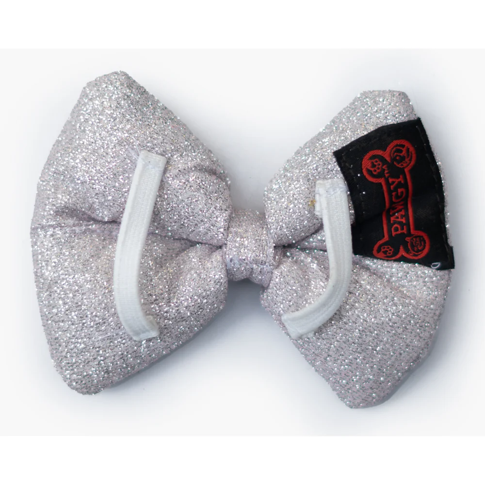 Pawgypets Party Wear Bowtie For Dogs and Cats (Silver) - Image 2