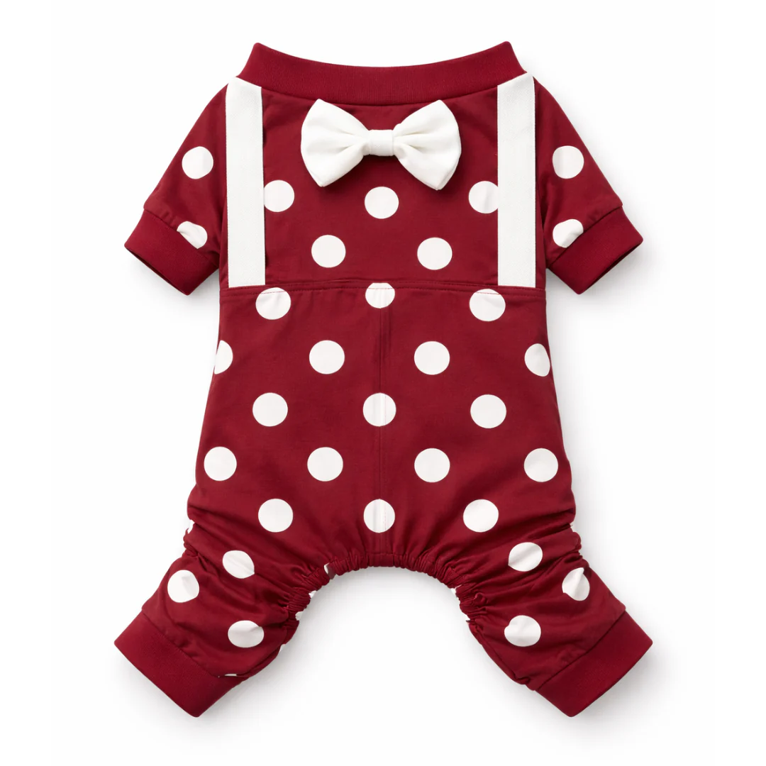 Pawgypets Polka Onesie Tshirt for Dogs (Maroon) - Image 3