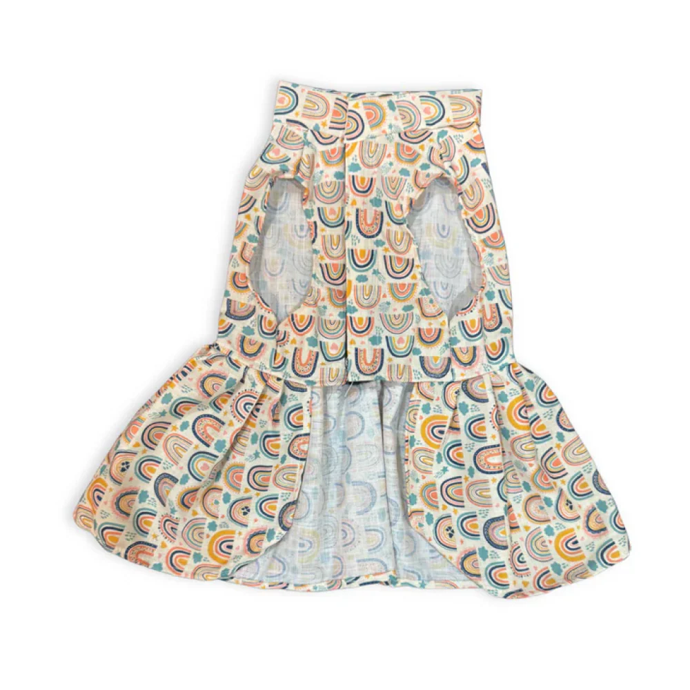Pawgypets Rainbow Dress for Dogs (Off White) - Image 3