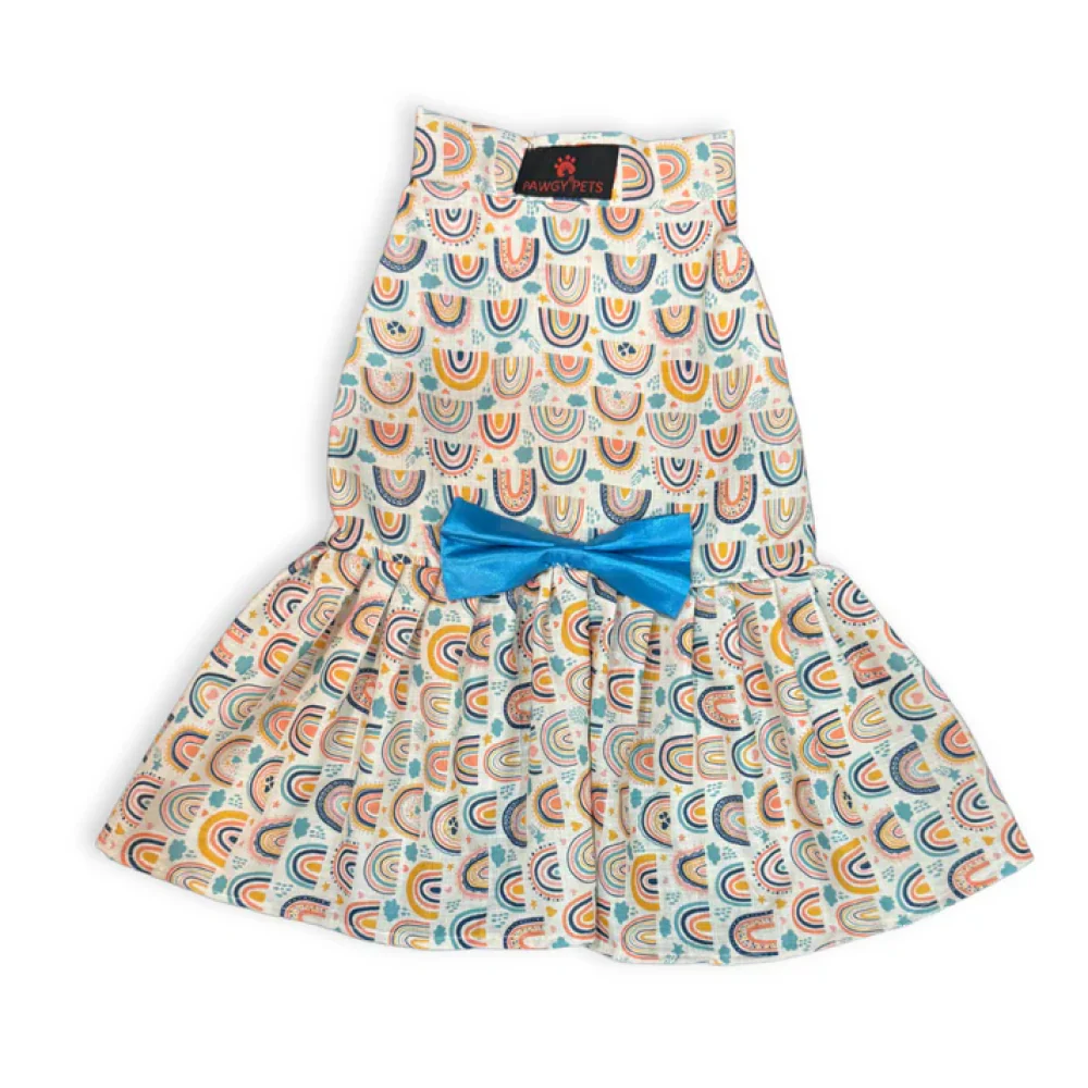 Pawgypets Rainbow Dress for Dogs (Off White) - Image 4