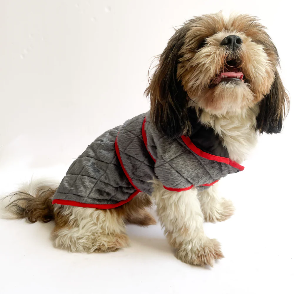 Pawgypets Reversible Quilted Jacket for Dogs and Cats (Grey/Red) - Image 2