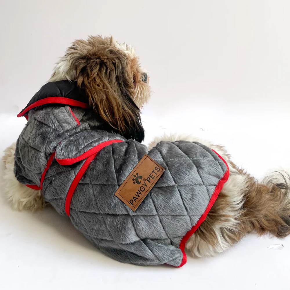 Pawgypets Reversible Quilted Jacket for Dogs and Cats (Grey/Red) - Image 4