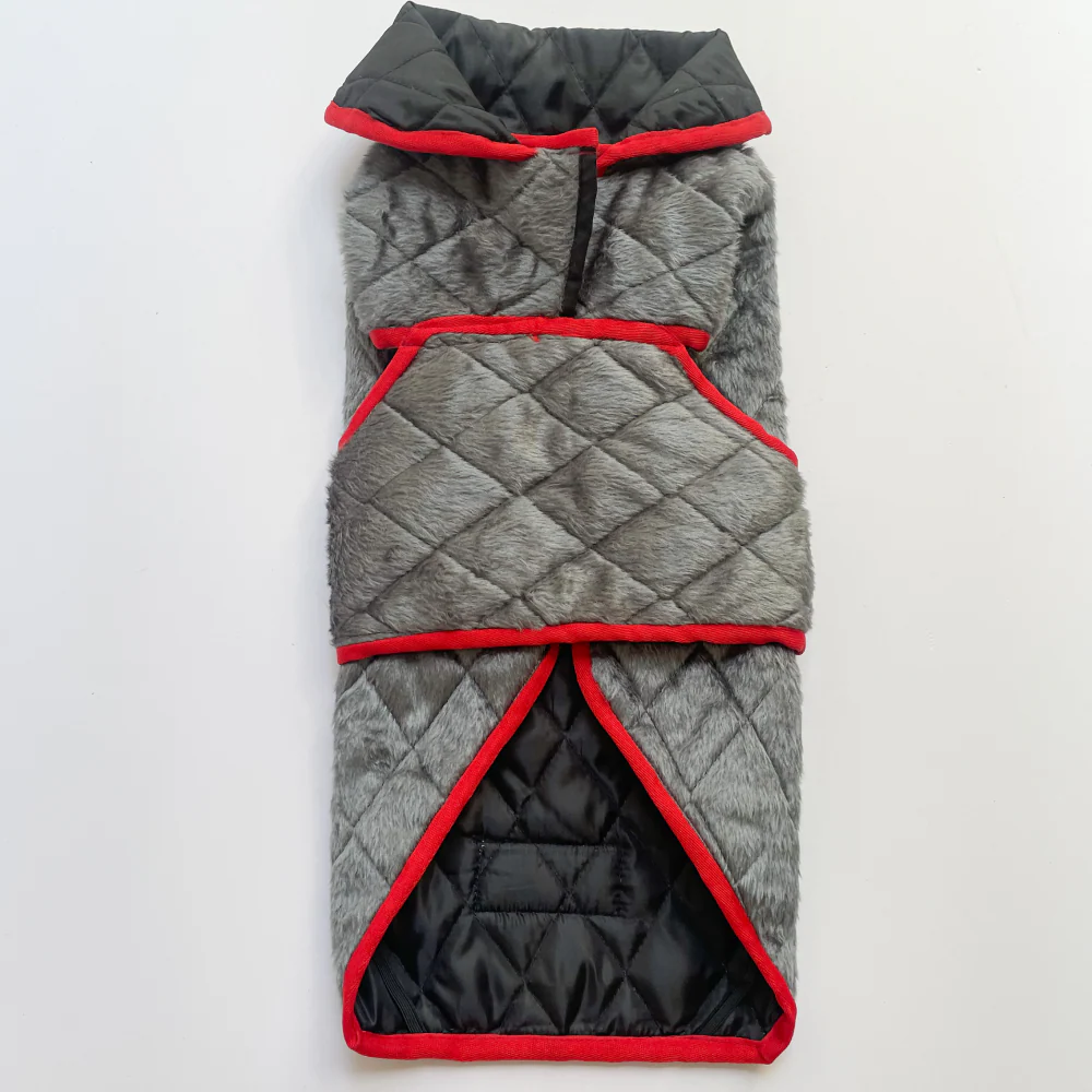 Pawgypets Reversible Quilted Jacket for Dogs and Cats (Grey/Red) - Image 8