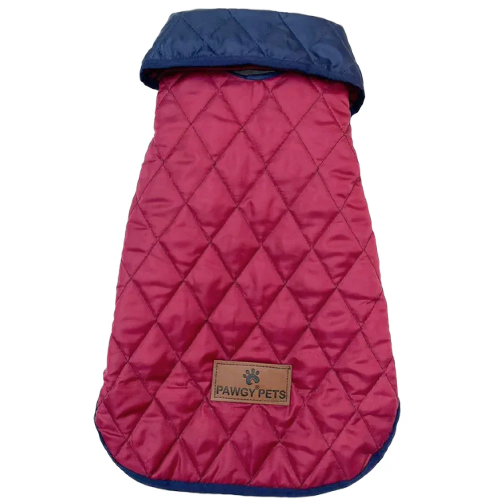Pawgypets Reversible Quilted Jacket for Dogs and Cats (Navy Blue/Maroon) - Image 2