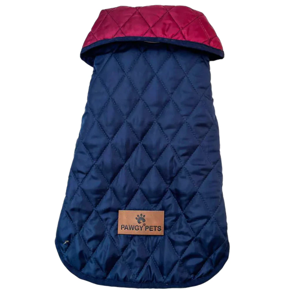 Pawgypets Reversible Quilted Jacket for Dogs and Cats (Navy Blue/Maroon) - Image 3