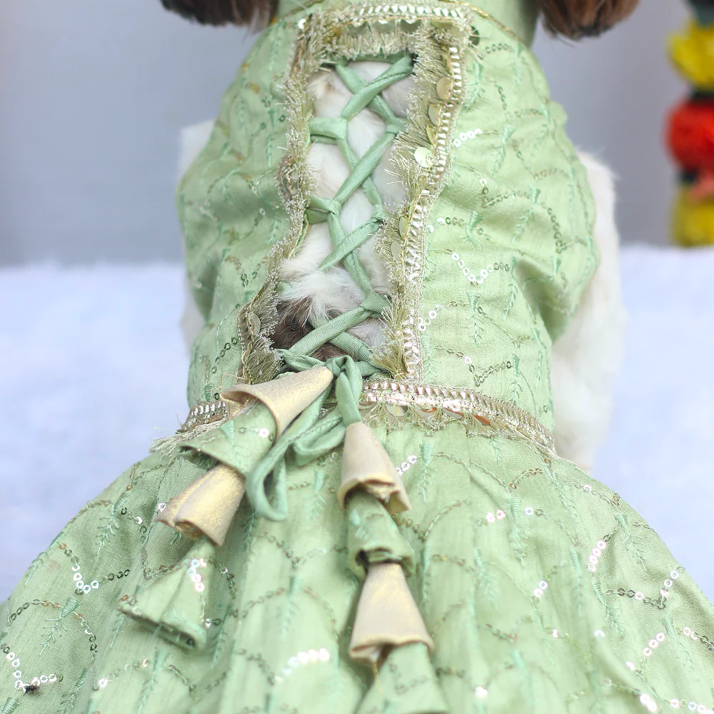 Pawgypets Shahi Lehengas Dress for Dogs (Pastel Green) - Image 4