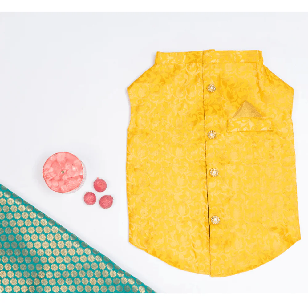 Pawgypets Sherwani for Dogs and Cats (Yellow) - Image 3
