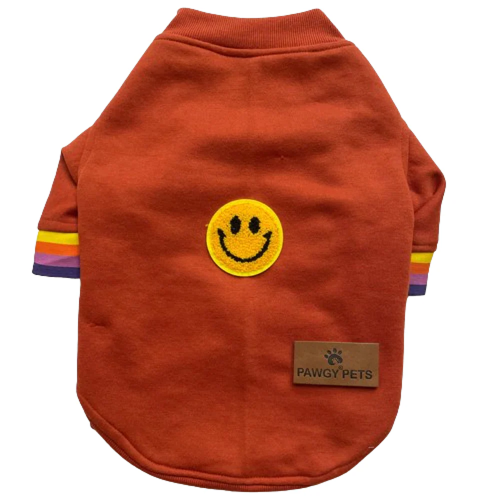 Pawgypets Smiley Sweatshirt for Dogs and Cats (Rust) - Image 2