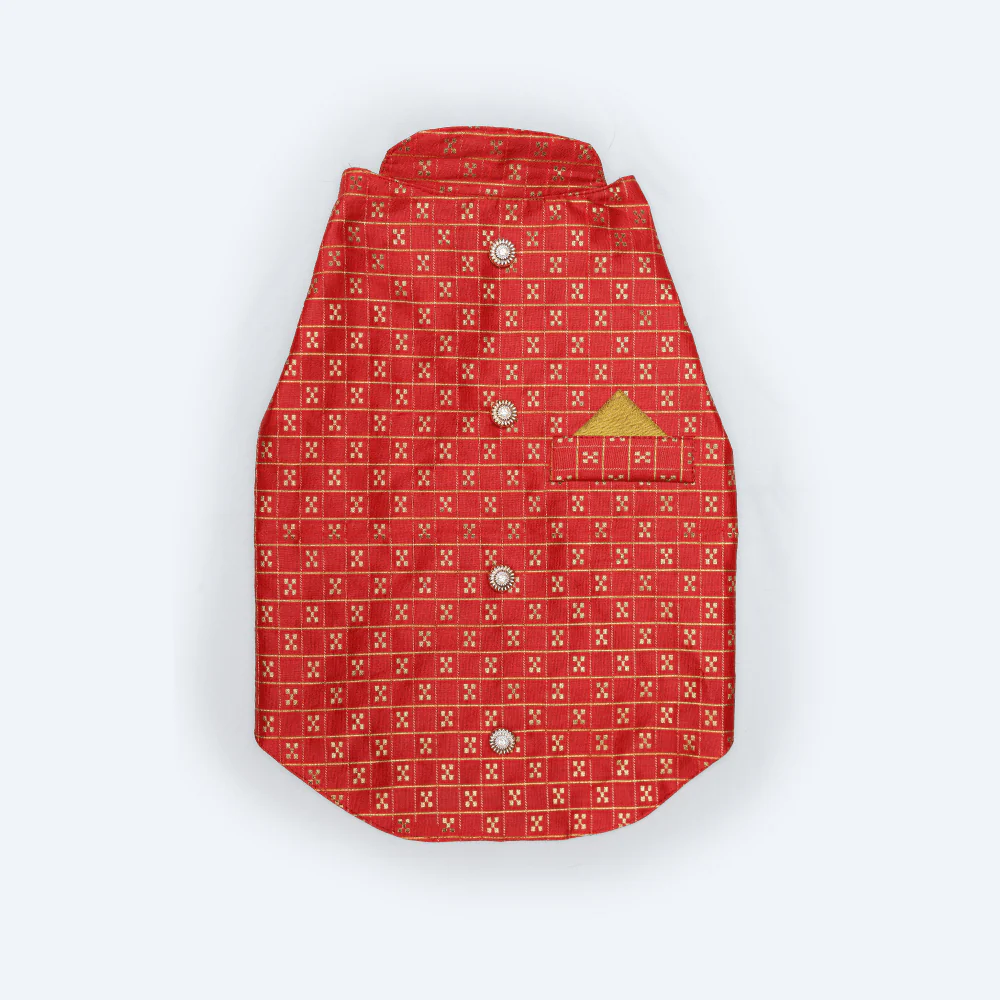 Pawgypets Strapy Sherwani for Dogs and Cats (Red) - Image 2
