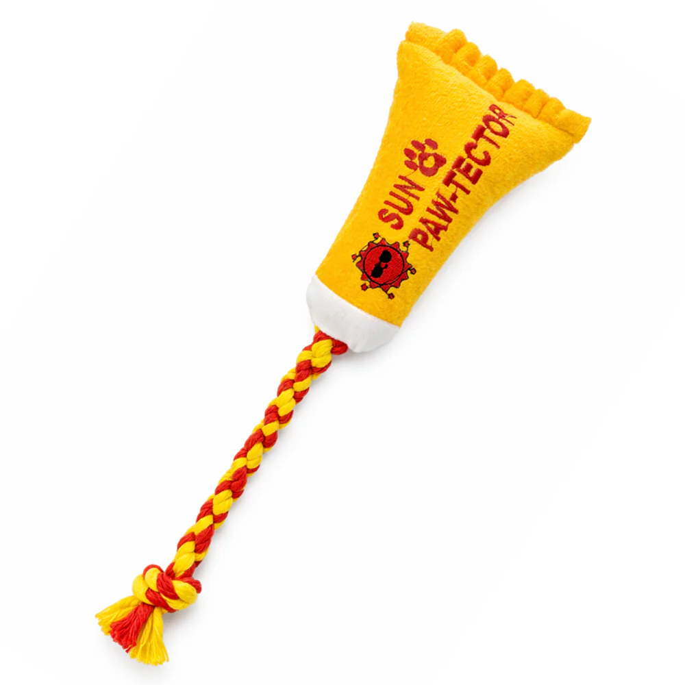Pawgypets Sun Pawtector Doggo Plush with Rope Toy for Dogs (Yellow) - Image 4