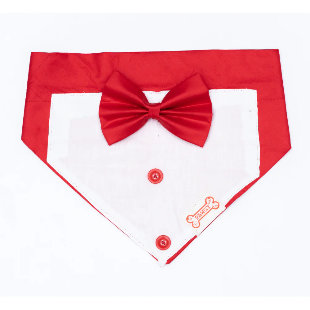 Pawgypets Tuxedo Bandana for Dogs and Cats (Red) - Image 2