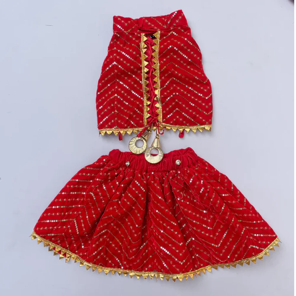 Pawgypets Velvet Lehenga for Dogs and Cats (Red) - Image 3