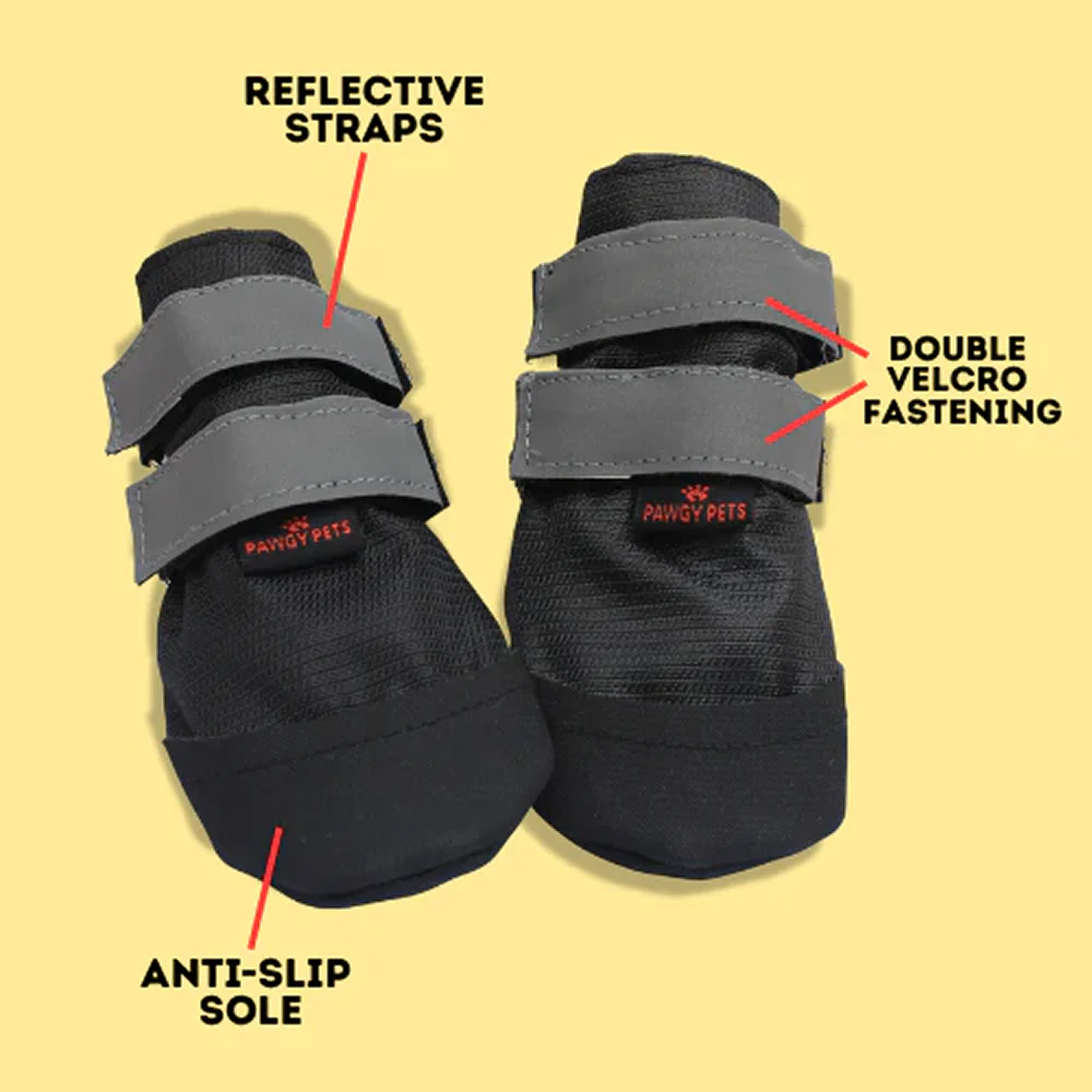 Pawgypets Walkies Everyday Shoe for Dogs (Black, Set of 4) - Image 3