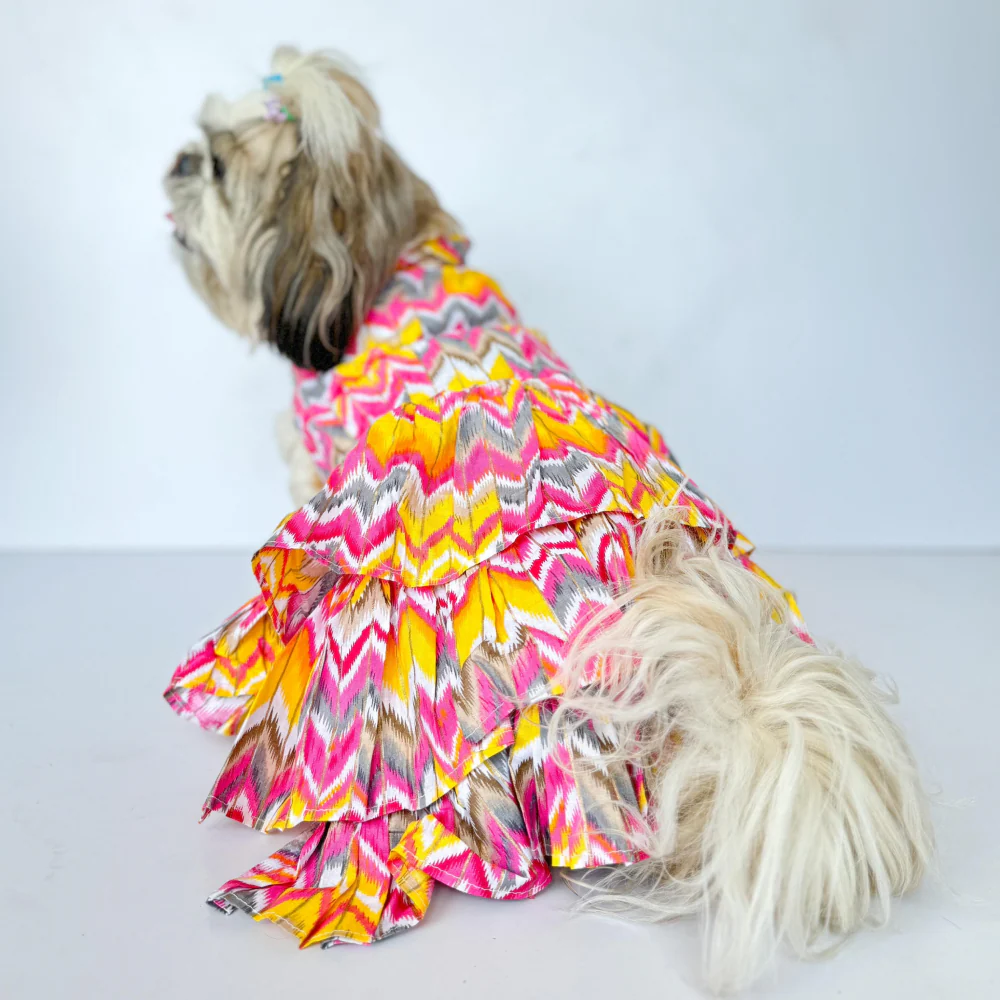 Pawgypets Zig Zag Dress for Dogs and Cats (Pink) - Image 2