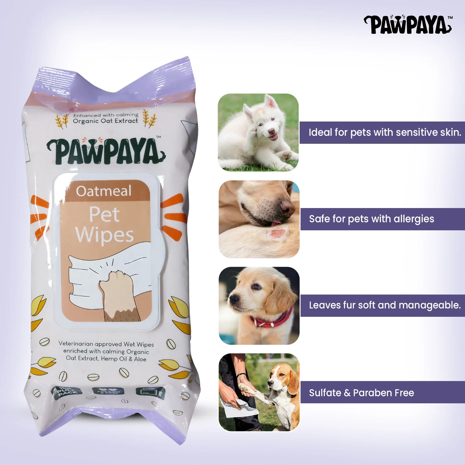 Pawpaya Oatmeal Wipes for Pets - Image 3
