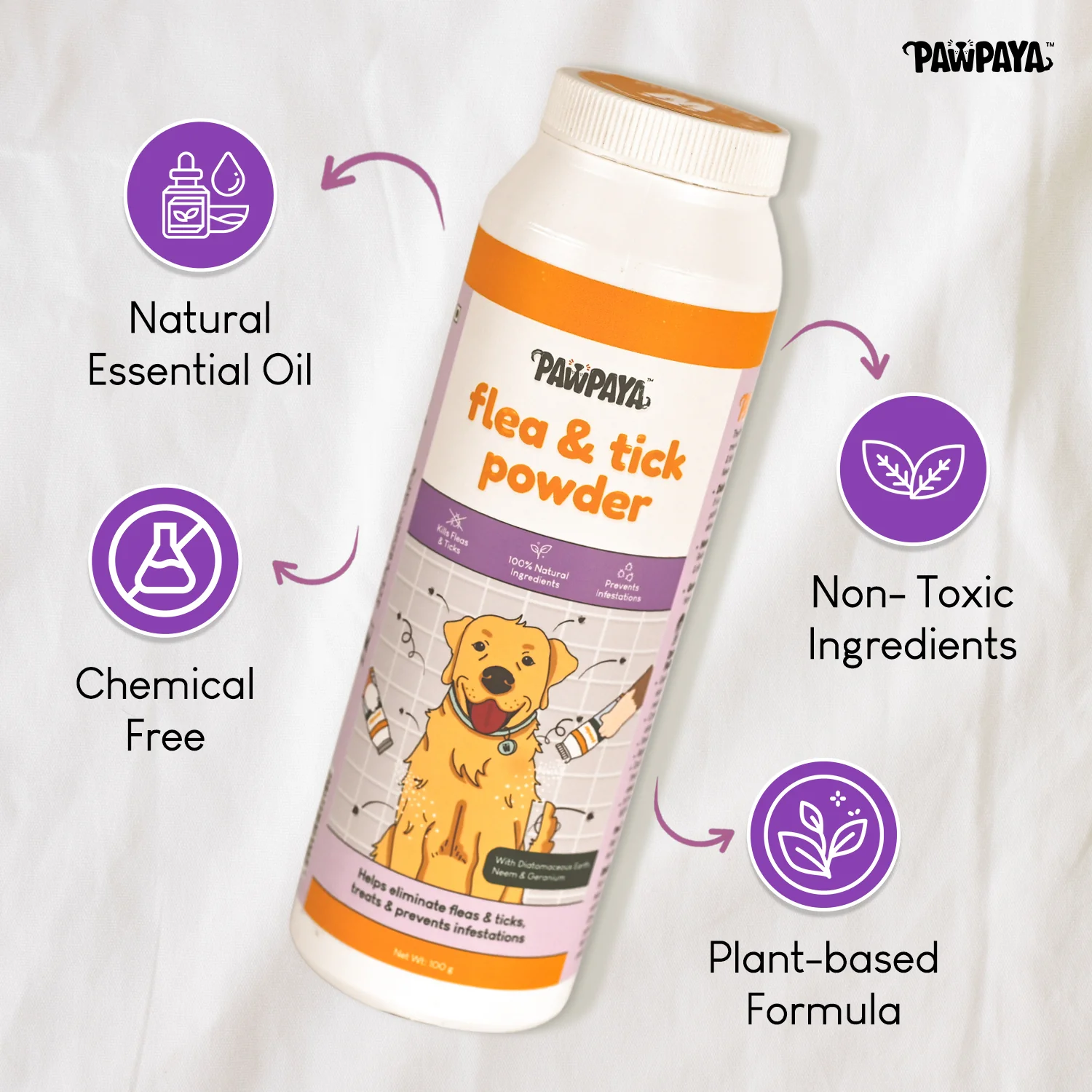 Pawpaya Tick and Flea Powder for Dogs and Cats - Image 3