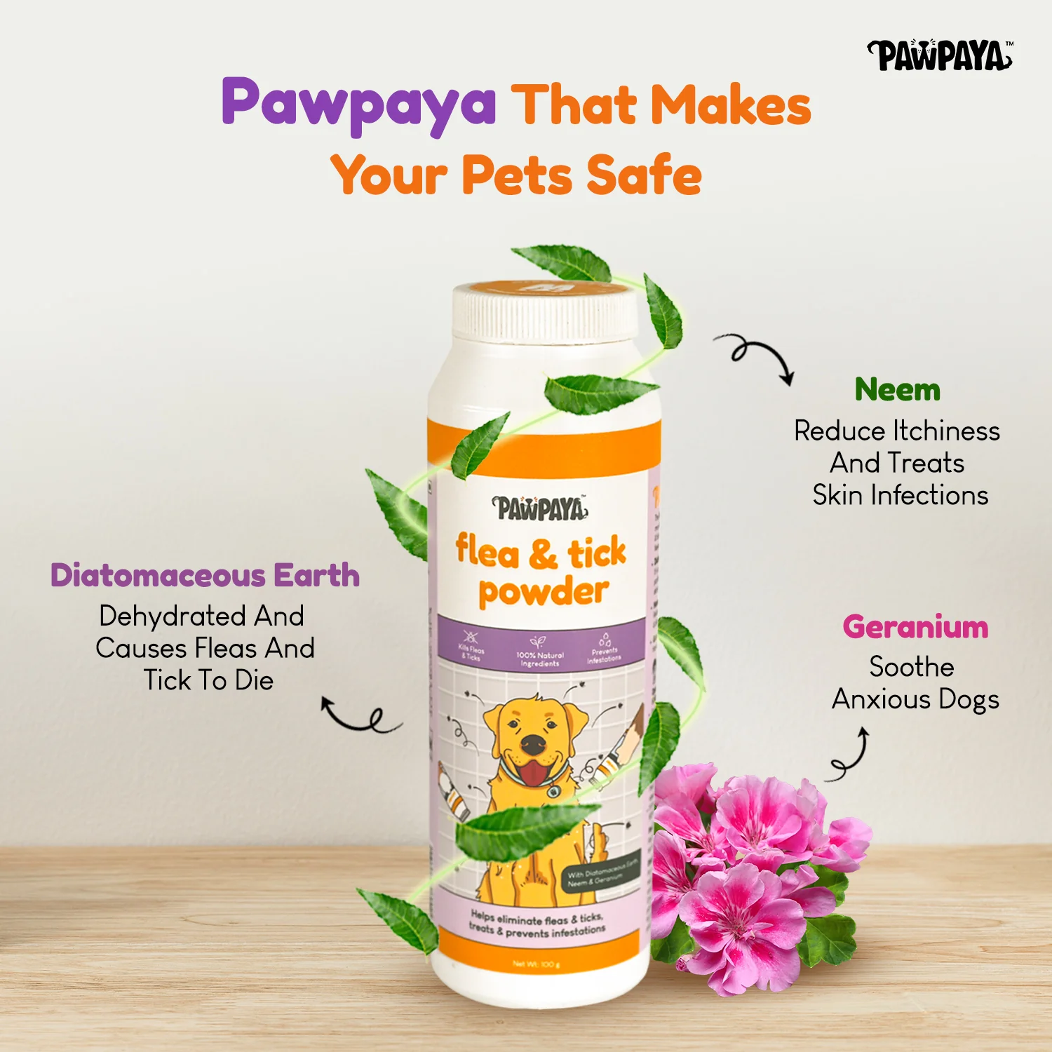 Pawpaya Tick and Flea Powder for Dogs and Cats - Image 4