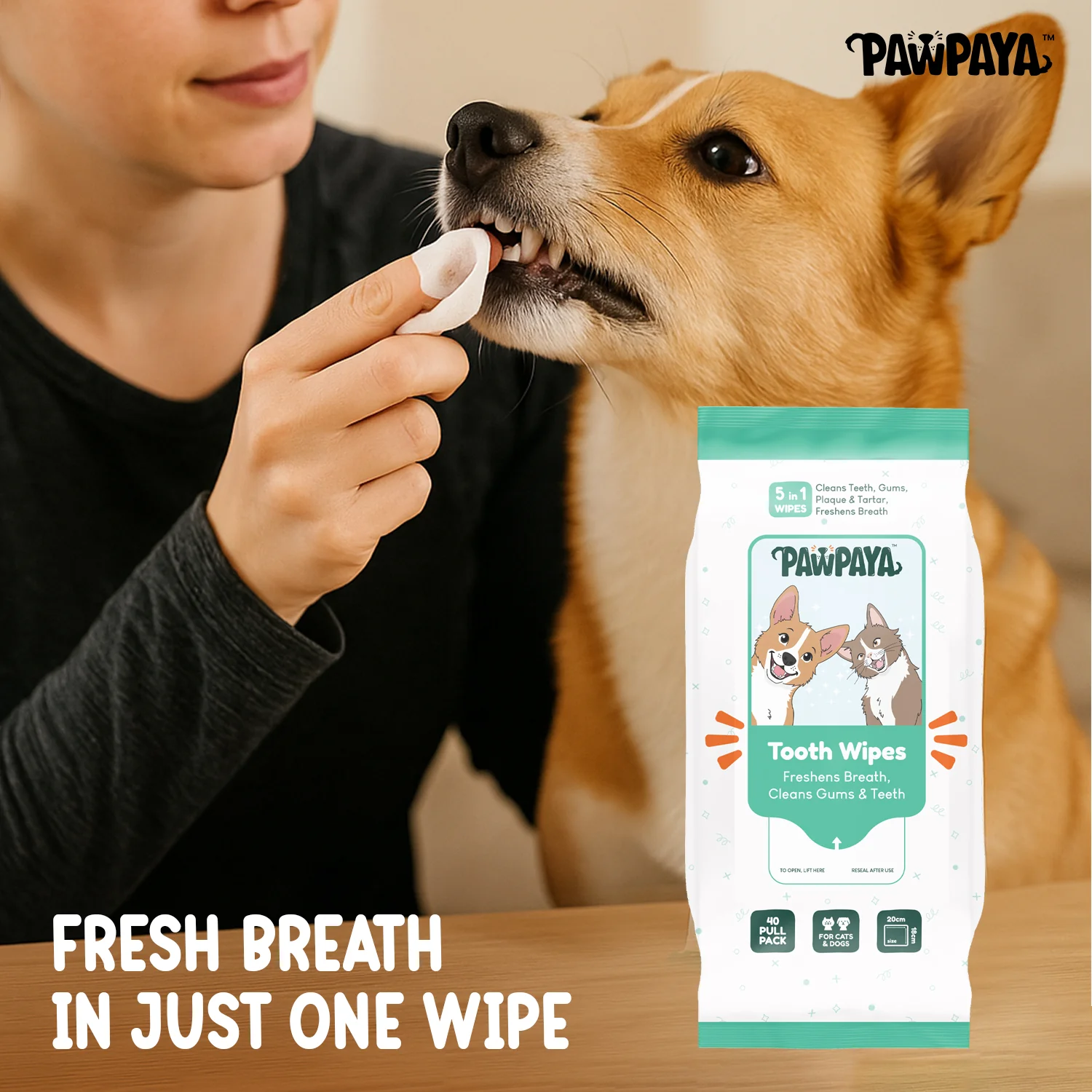 Pawpaya Tooth Wipes for Dogs and Cats - Image 2