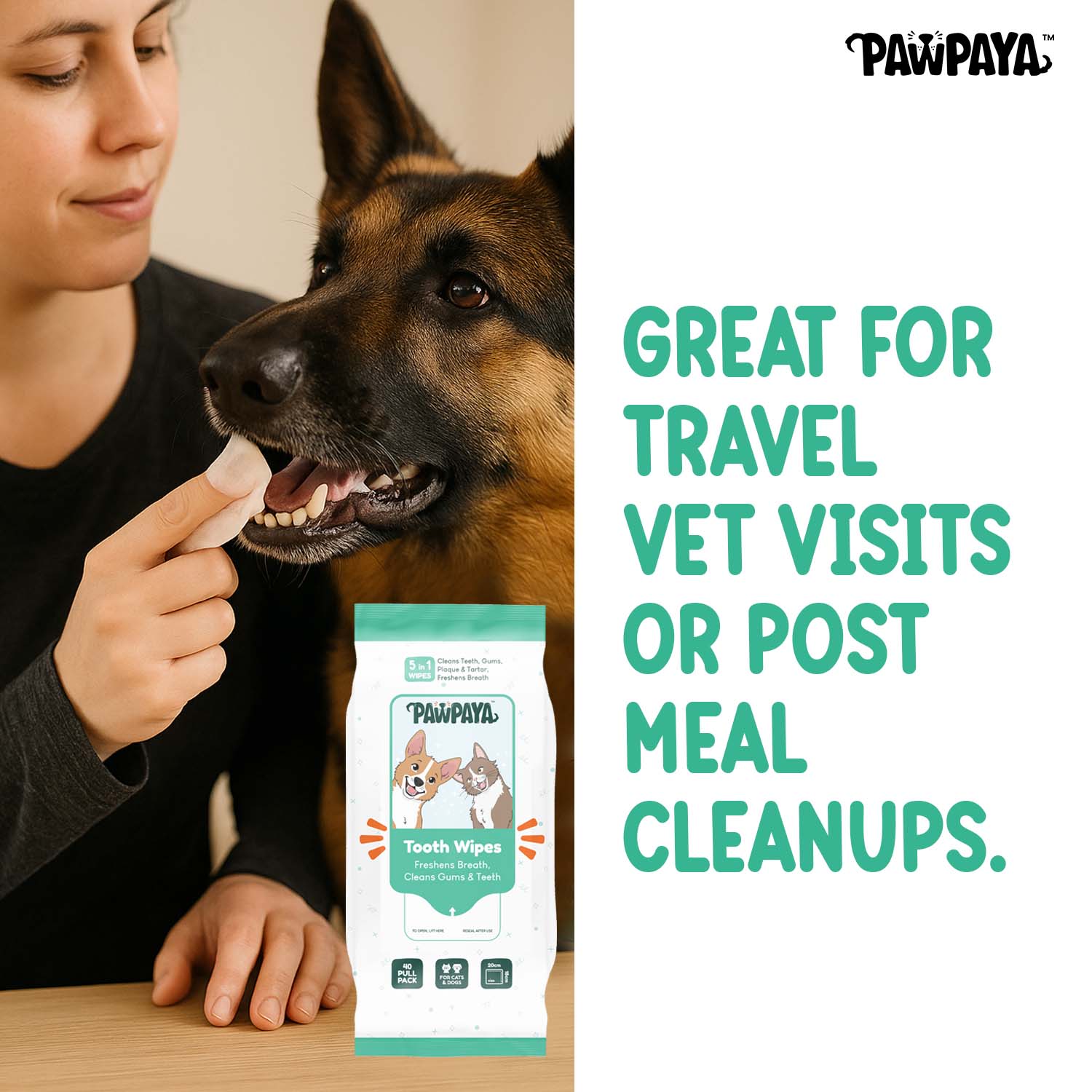 Pawpaya Tooth Wipes for Dogs and Cats - Image 3