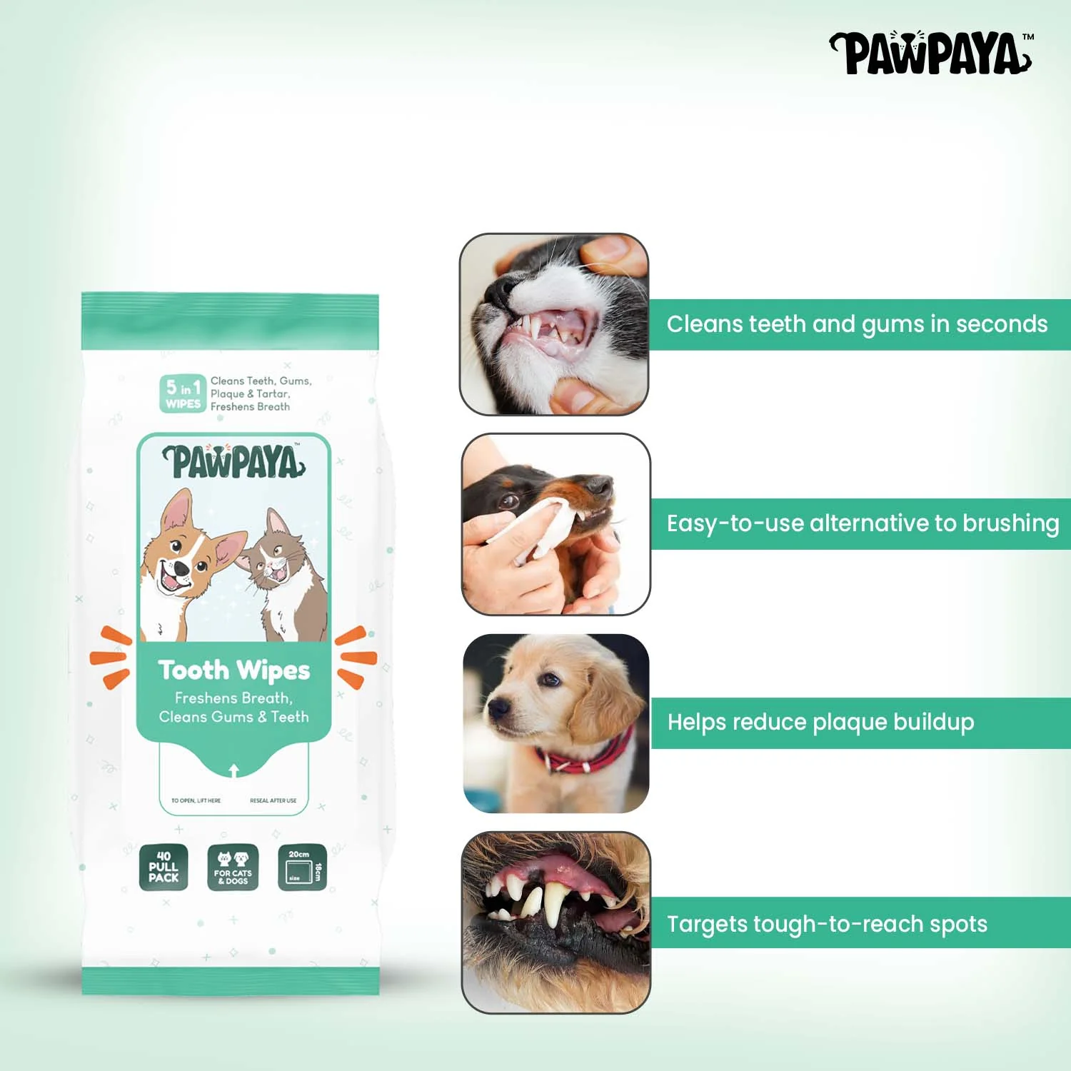 Pawpaya Tooth Wipes for Dogs and Cats - Image 4