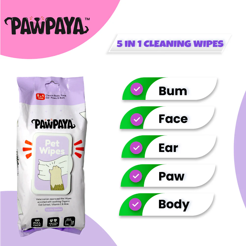 Pawpaya Vanilla Scented Wipes for Dogs and Cats - Image 2