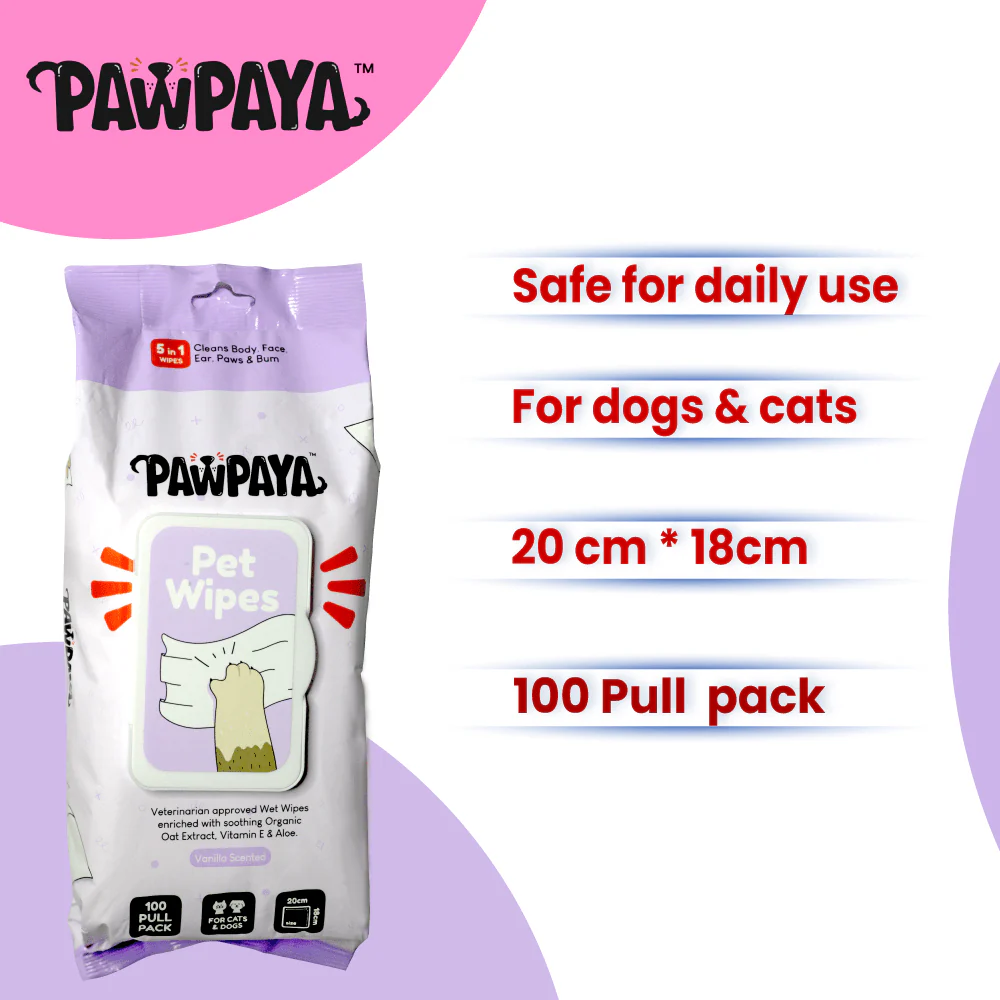 Pawpaya Vanilla Scented Wipes for Dogs and Cats - Image 4