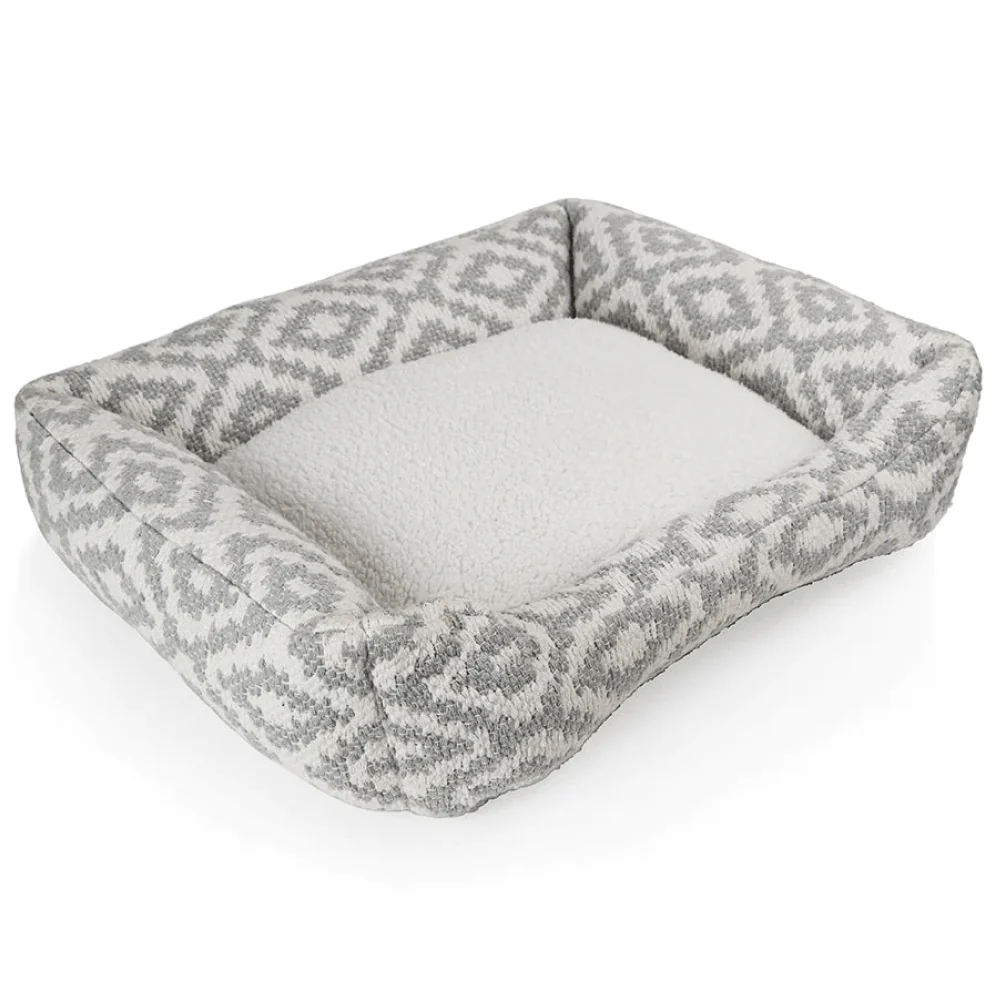 Pawpourri Aztec Lounger Bed for Dogs (Grey/White) - Image 3