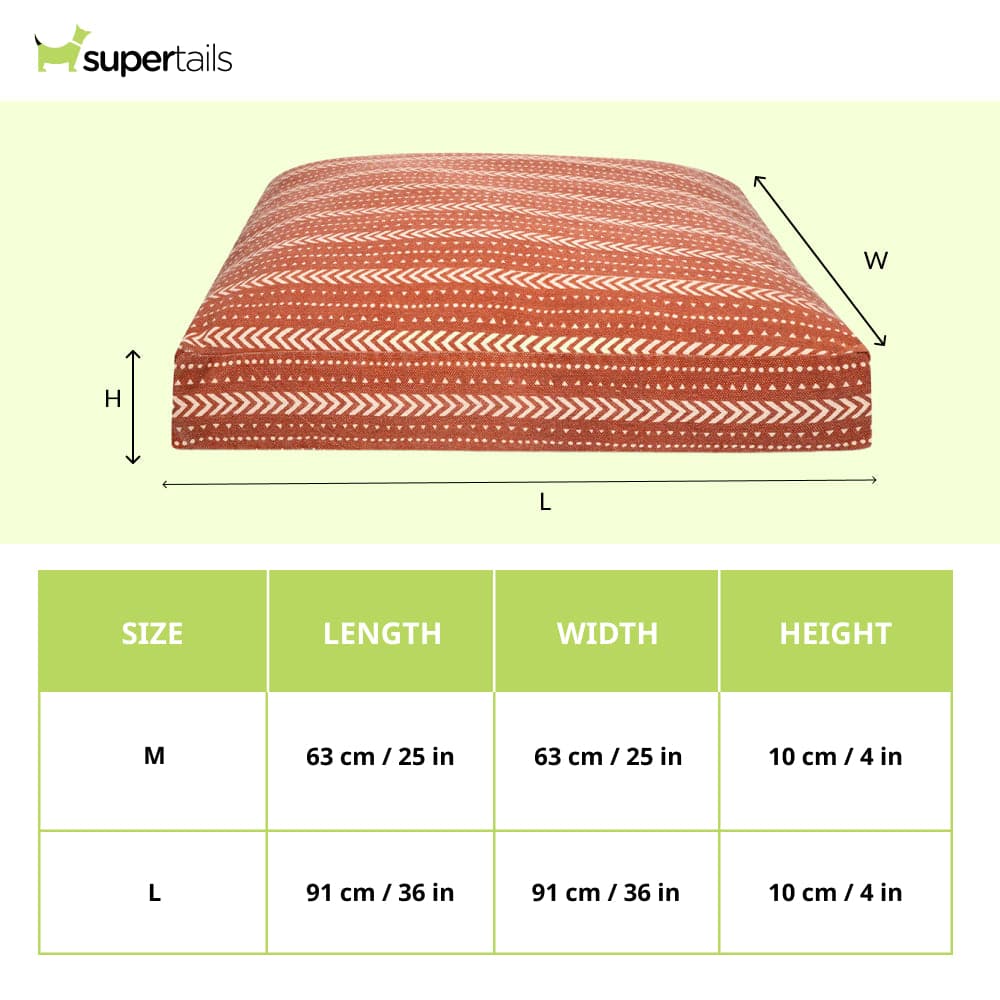 Pawpourri Bohemian Striped Square Bed for Dogs (Rust) - Image 2