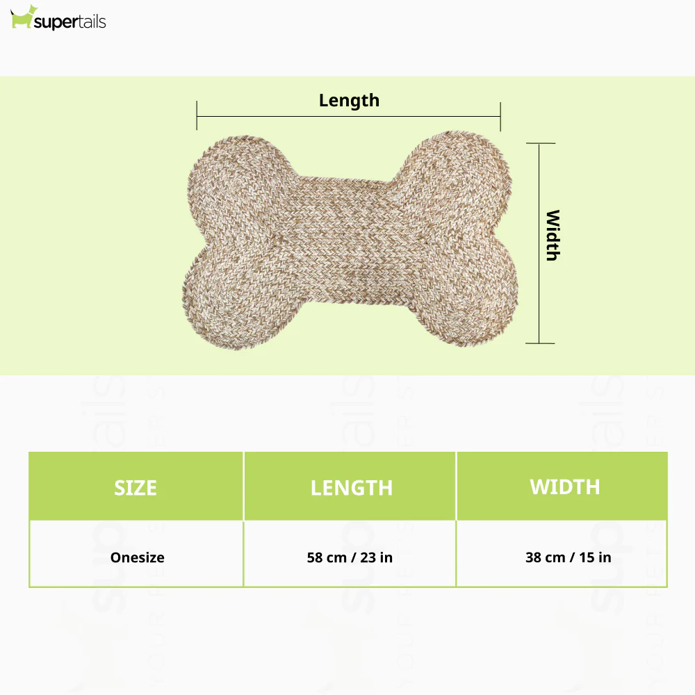 Pawpourri Bone Shaped Jute Mat for Dogs and Cats (Beige) - Image 2
