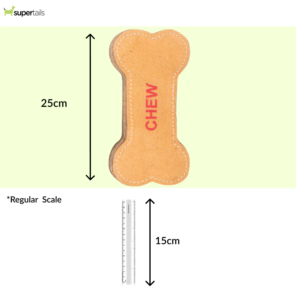 Pawpourri Bone Shaped Suede Leather Chew Toy for Dogs (Brown) - Image 2