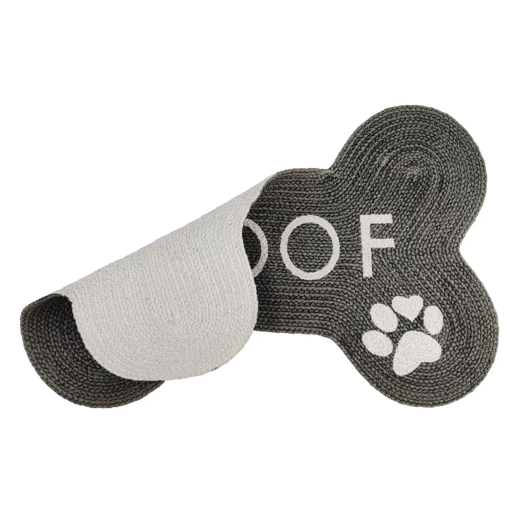 Pawpourri Bone Shaped Woof Printed Mat for Dogs and Cats (Dark Grey) - Image 3