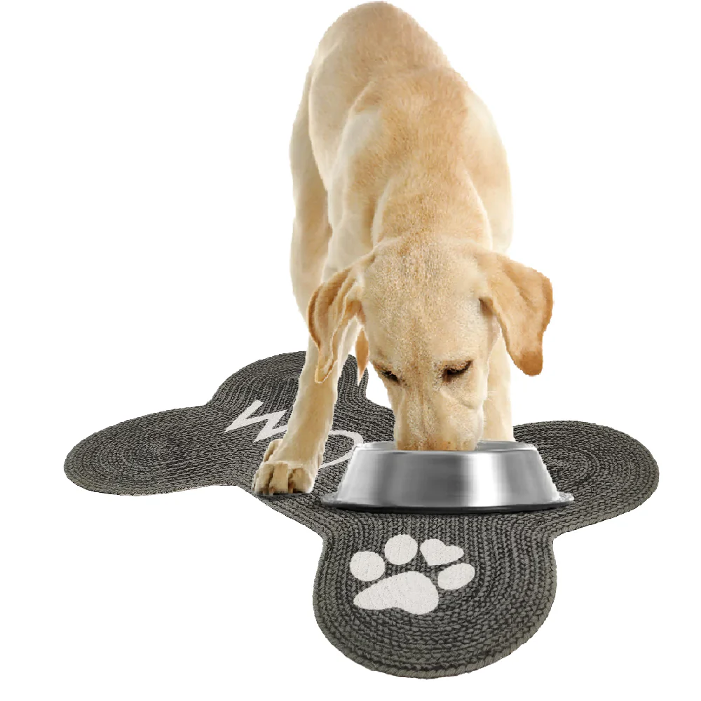 Pawpourri Bone Shaped Woof Printed Mat for Dogs and Cats (Dark Grey) - Image 4