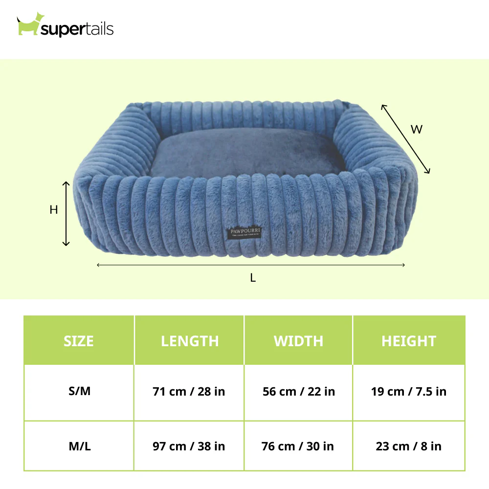 Pawpourri Cord Flannel Snuggle Bed for Dogs (Blue) - Image 2