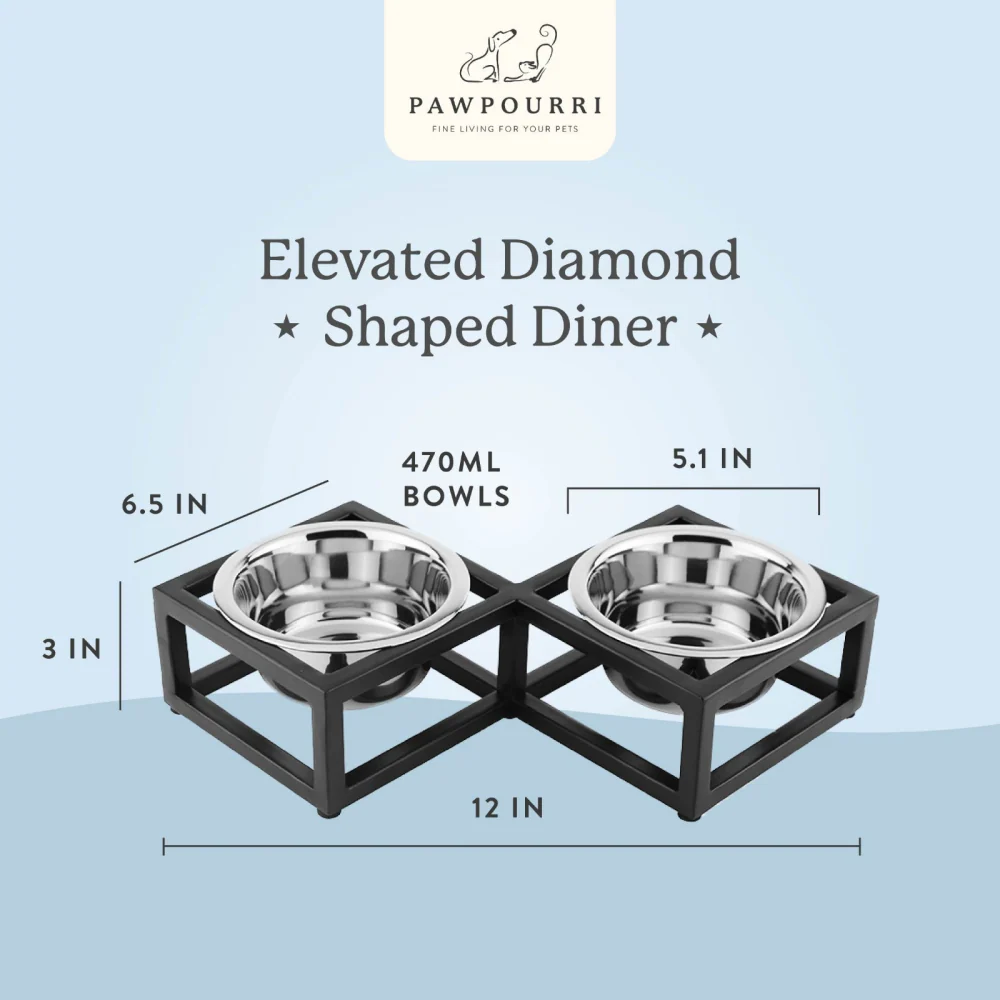Pawpourri Diamond Shaped Elevated Bowl Diner for Dogs - Image 2